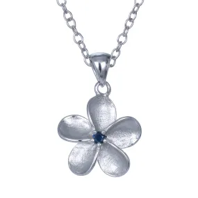 0.03 cttw Pendant Necklace, Blue Sapphire Flower Pendant Necklace for Women in .925 Sterling Silver with 18 Inch Chain