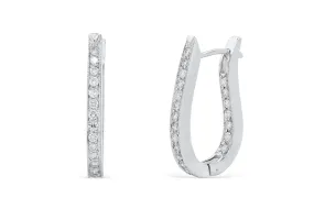 0.95 CT TW Round Diamond Hoop Earrings 14K White Gold DER001