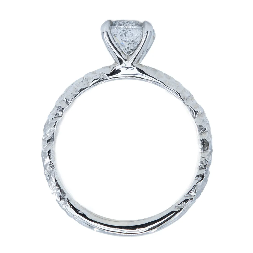 1.00ct Salt And Pepper Diamond Evergreen Solitaire in 14k White Gold