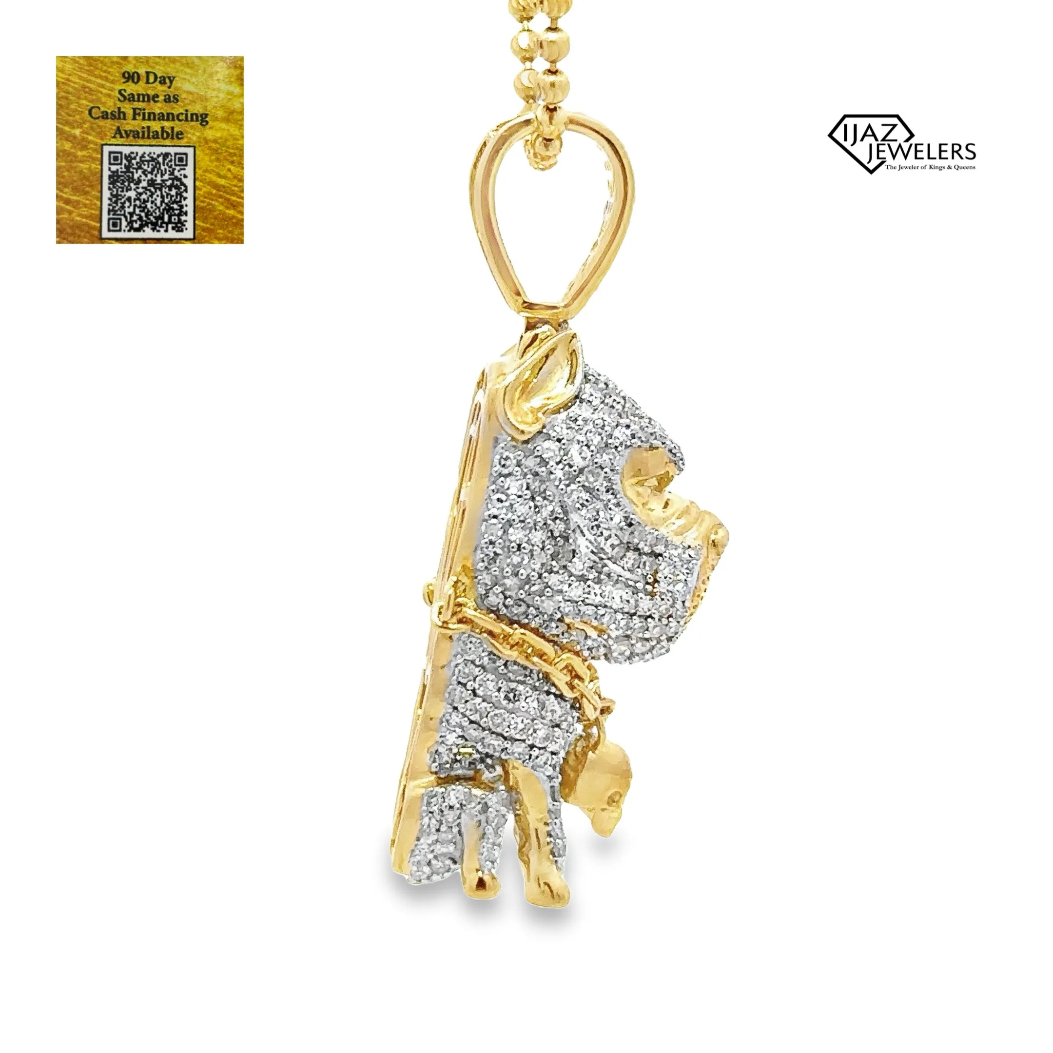 10K Gold 3.00 CTW Diamond Pitbull Charm