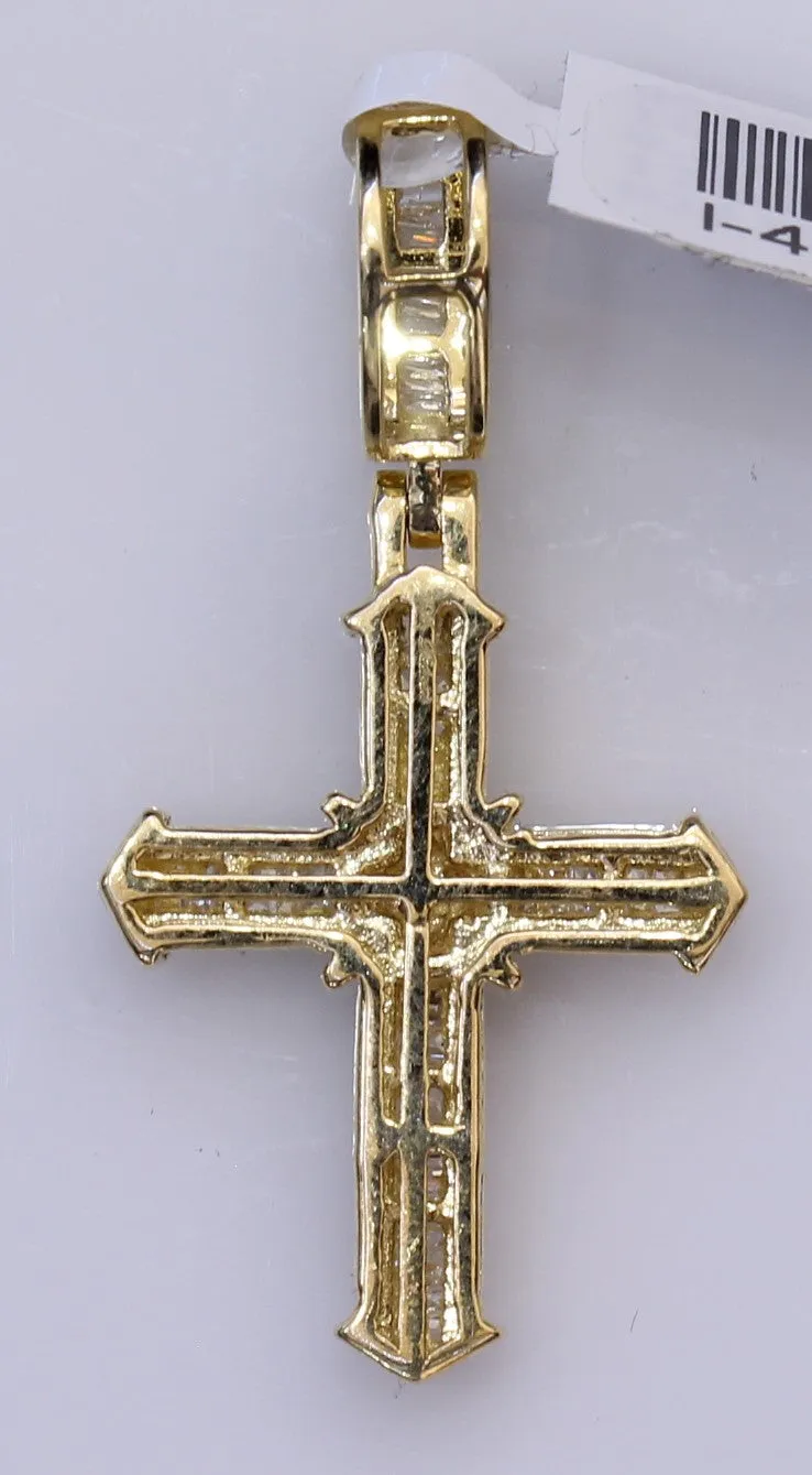 10k Yellow Gold Cross Pendant .47Ctw