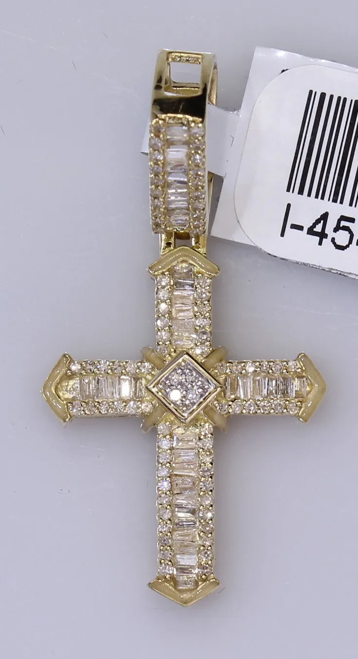 10k Yellow Gold Cross Pendant .47Ctw