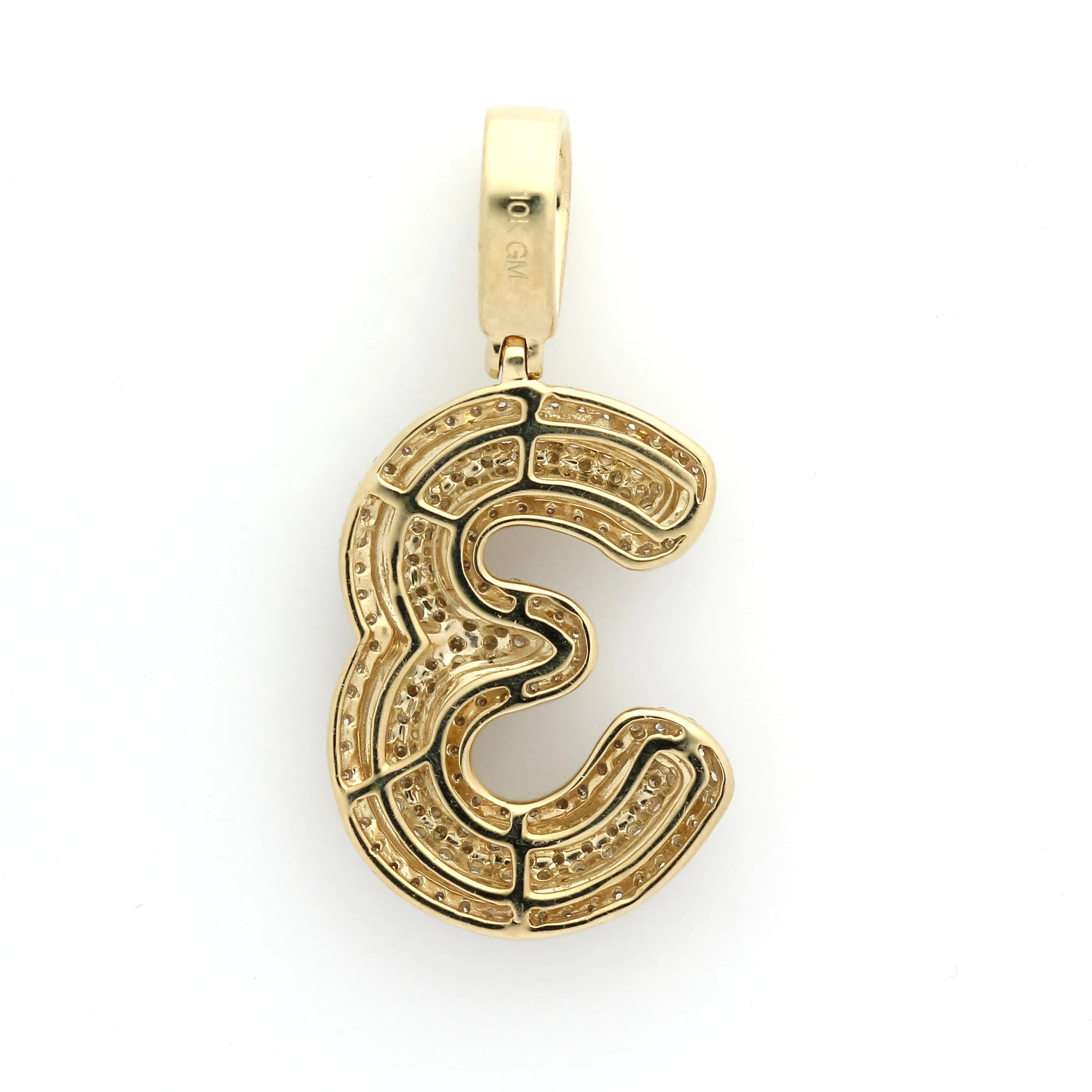 10K Yellow Gold Number 3 Pendant 1.5 Ctw