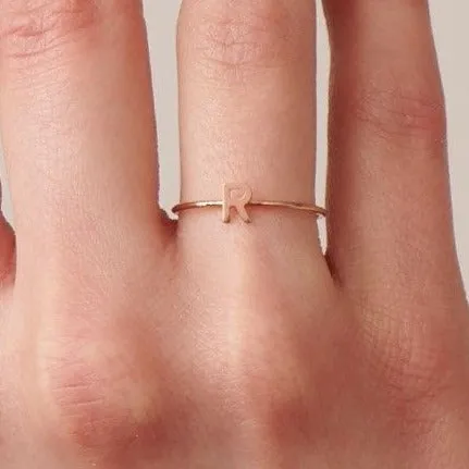 10k Yellow Gold Stackable Initial Ring