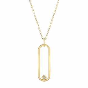 14 Karat Yellow Gold Open Oval Pendant Diamond Necklace