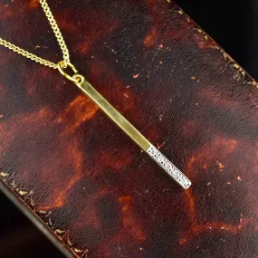 14K Gold Bar Diamond Pendant Necklace