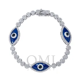 14K GOLD ROUND DIAMONDS EVIL EYE TENNIS BRACELET 3.50 CT