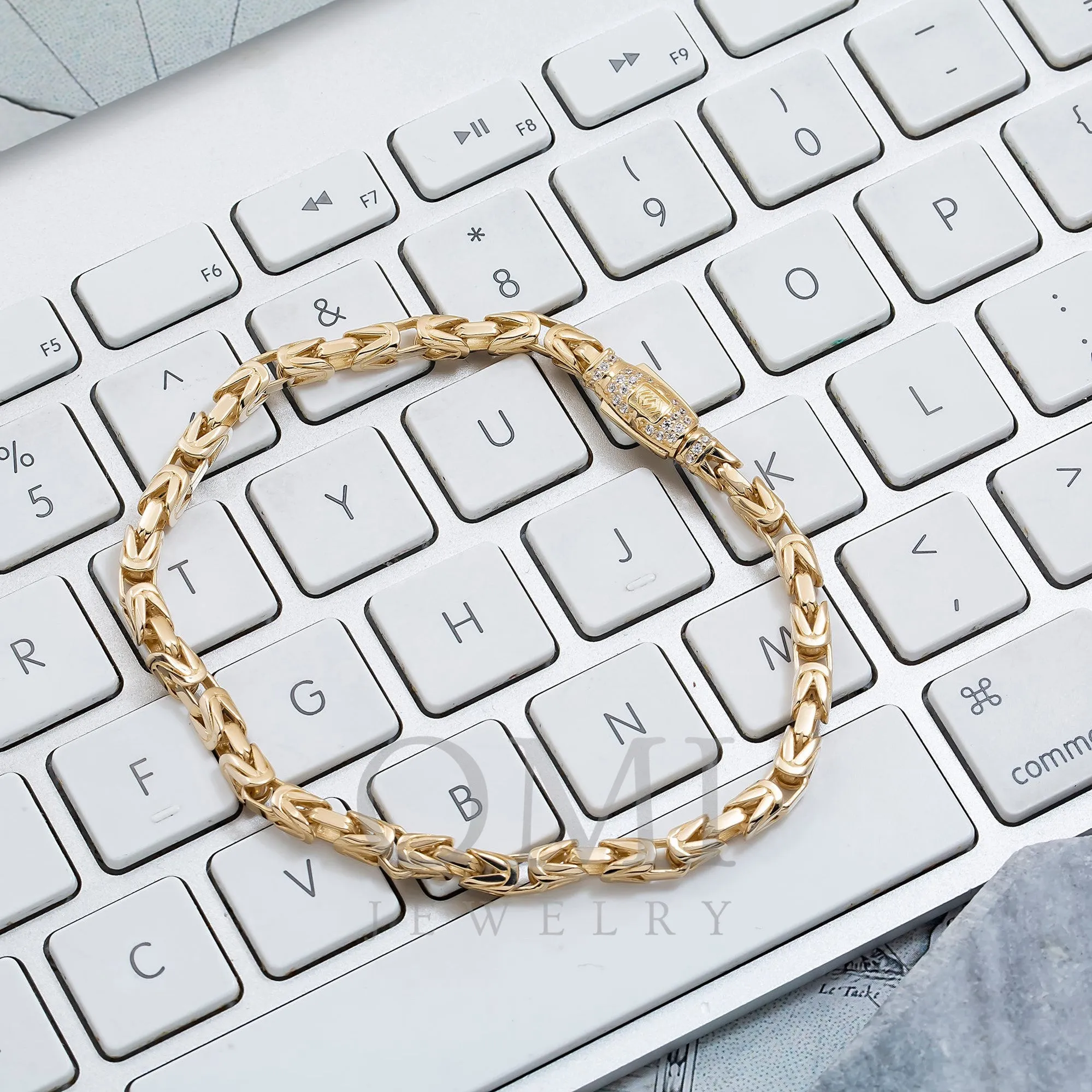 14K SOLID GOLD 3MM BYZANTINE CHAIN BRACELET