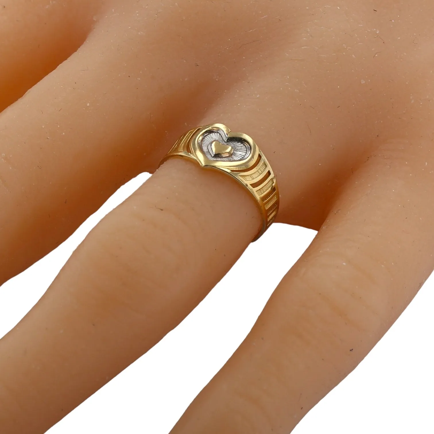 14K two tones gold heart ring-224811