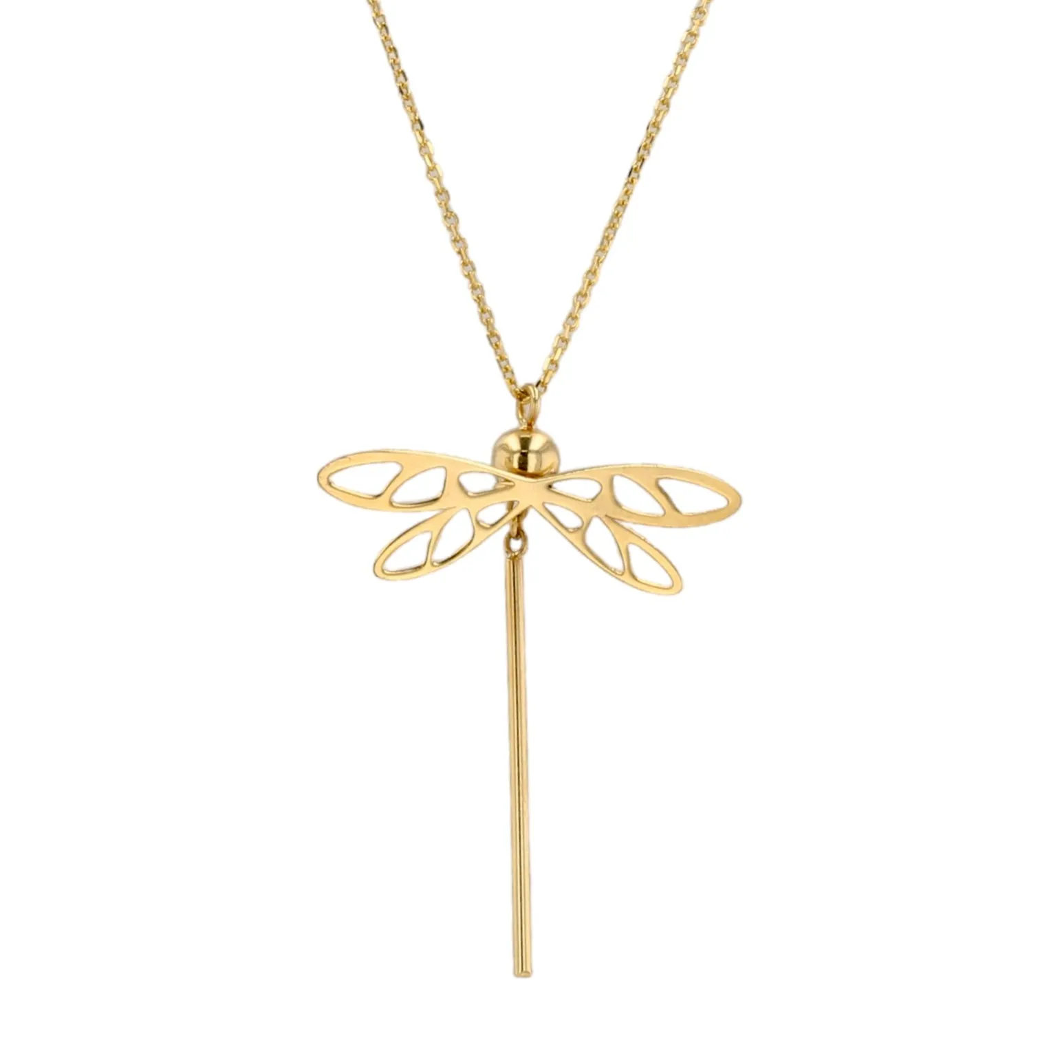 14K Yellow gold dangling articulate dragonfly Choker made Italy -11953