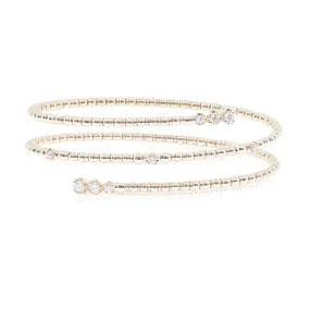 14K YELLOW GOLD DIAMOND 3 ROW BYPASS BRACELET - 0.42CTW