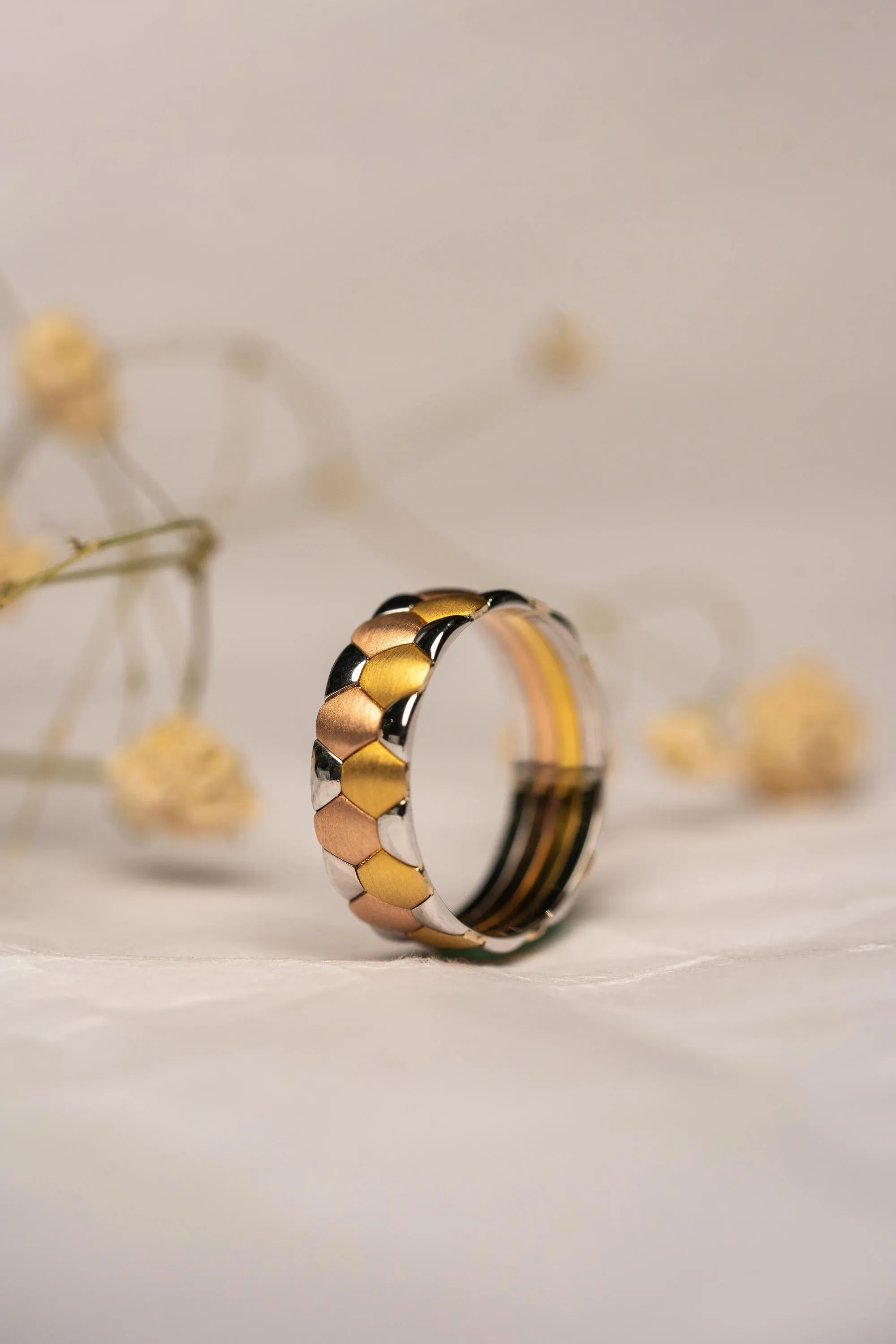 15% Off Sale 14K Tri Color Rolling Band Rings