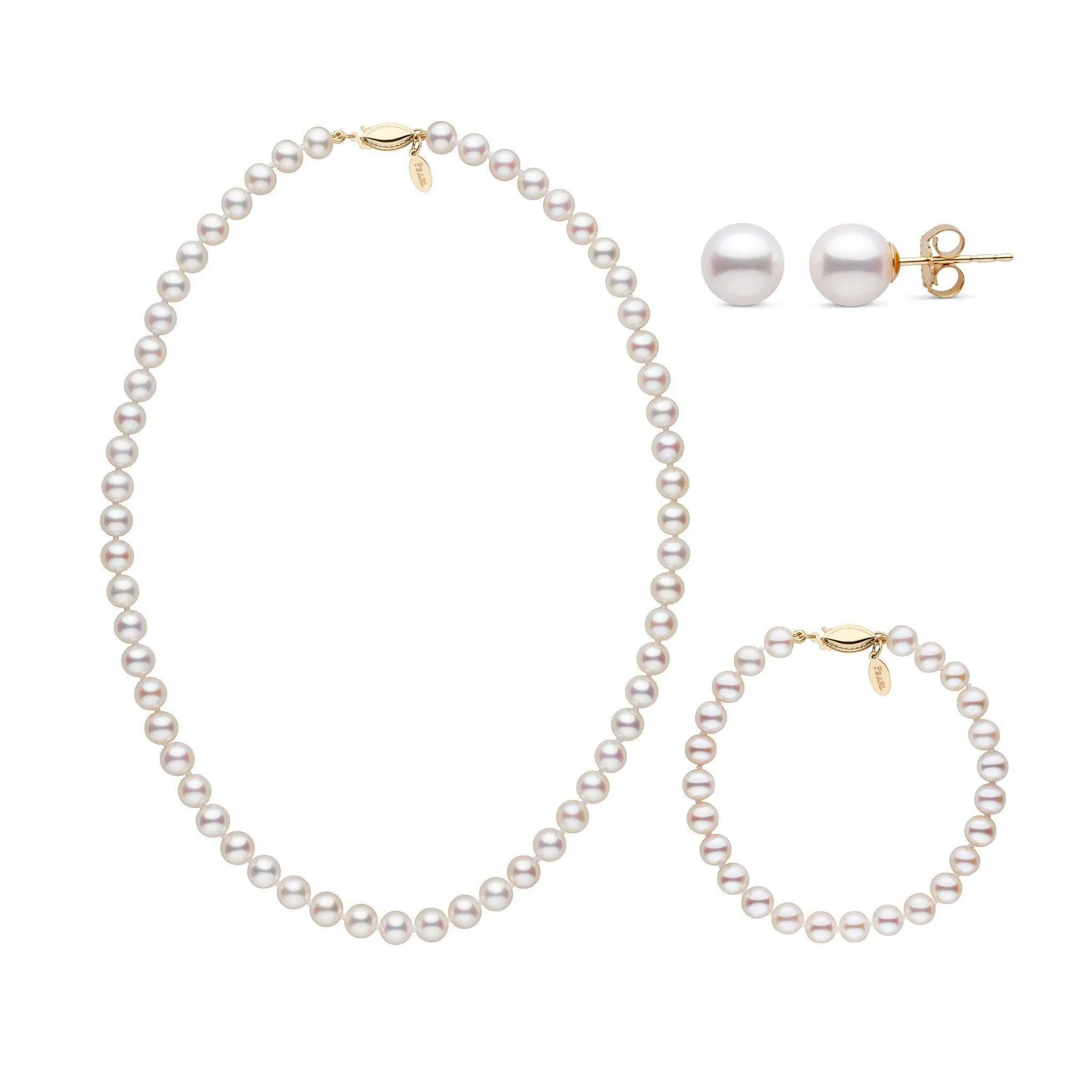 16 Inch 3 Piece 6.5-7.0 mm White Freshadama Freshwater Pearl Set