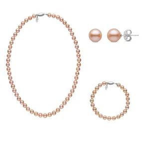 16 Inch 6.5-7.0 mm Pink to Peach Freshadama Freshwater Pearl Set