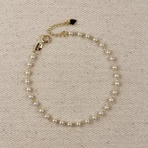 18k Gold Filled 3mm Pearl Bracelet