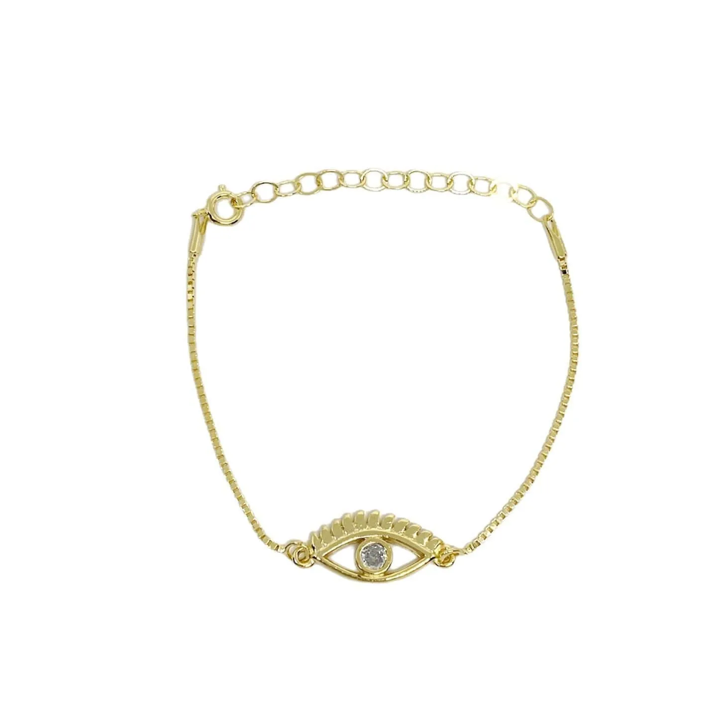 18k Gold Filled Cubic Zirconia Evil Eye Bracelet