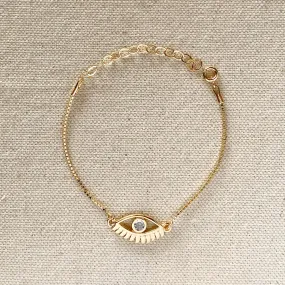 18k Gold Filled Cubic Zirconia Evil Eye Bracelet