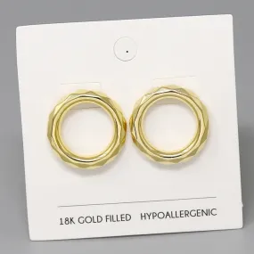 18K Gold Filled Textured Hoop Stud Earrings