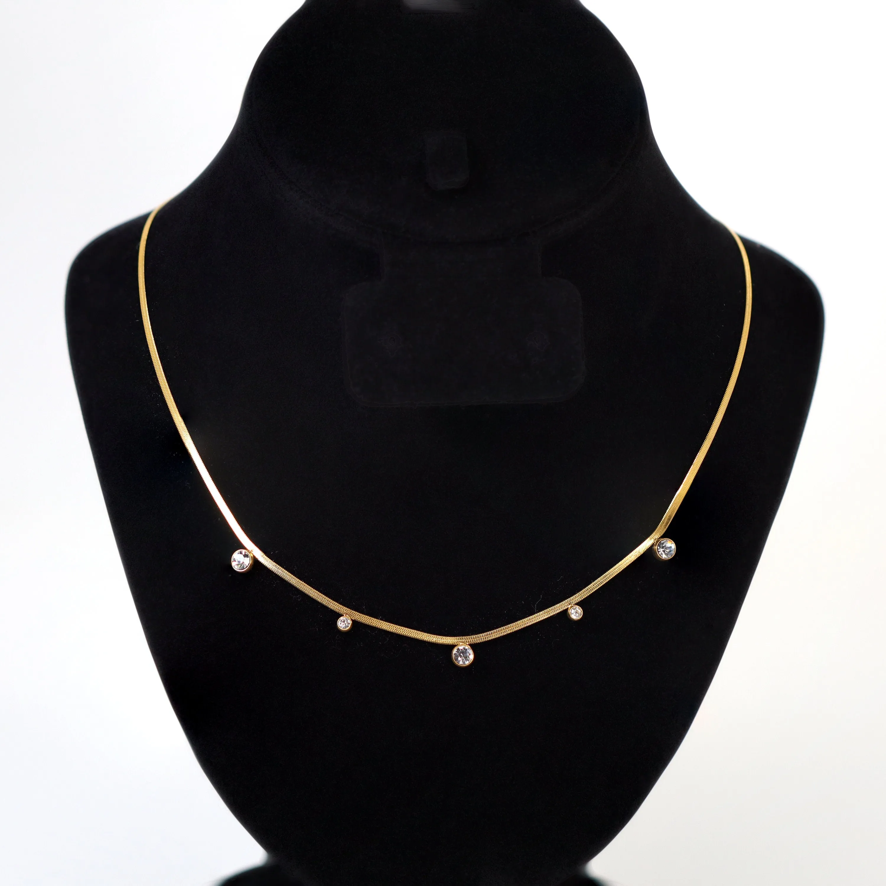 18k Gold Plated Swarovski Crystal Dainty Snake Chain Choker Necklace  Snake Chain Necklace  Minimalist  14k Dainty Gold Necklace