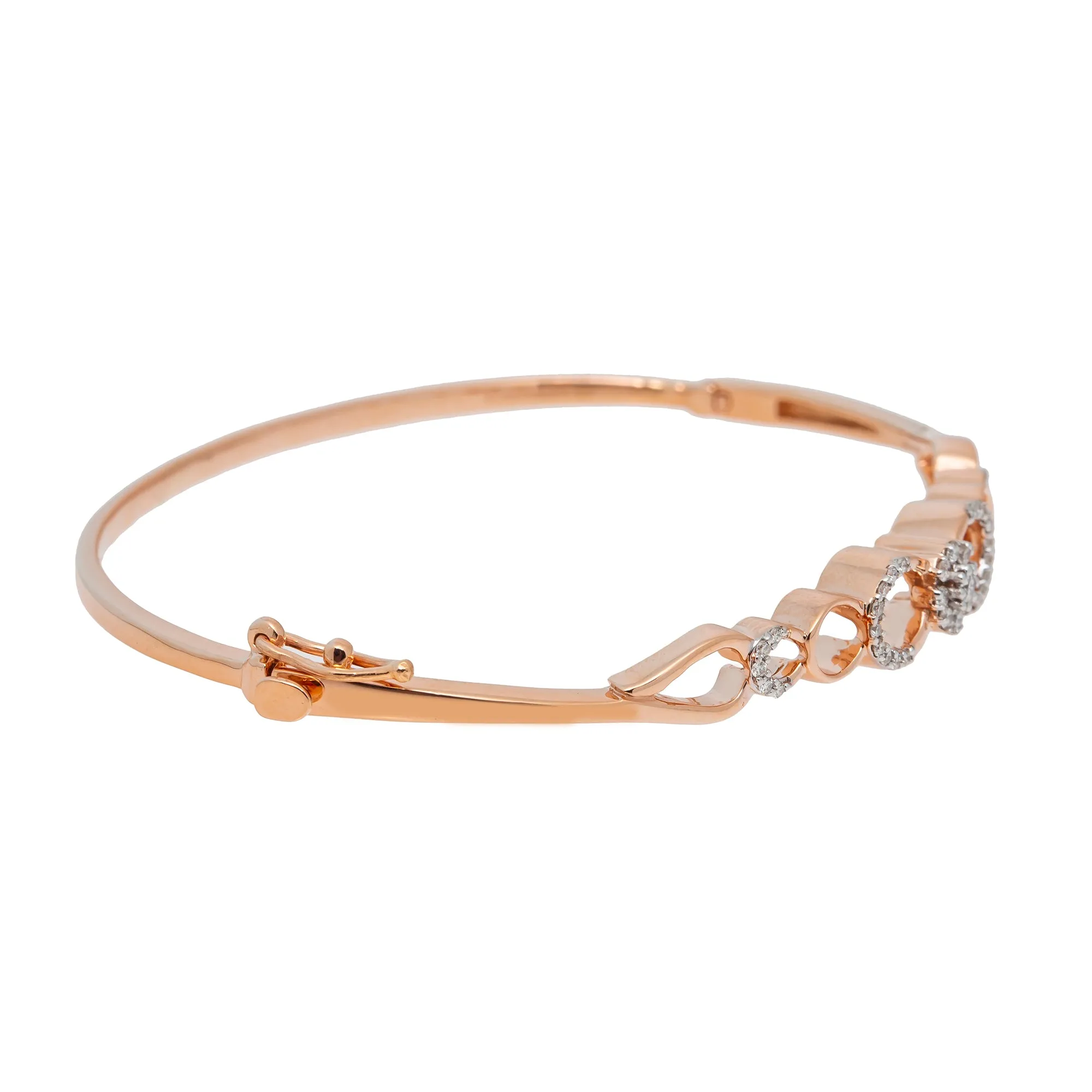 18K Rose Gold & 0.26ct Diamond Bangle (10.9gm)