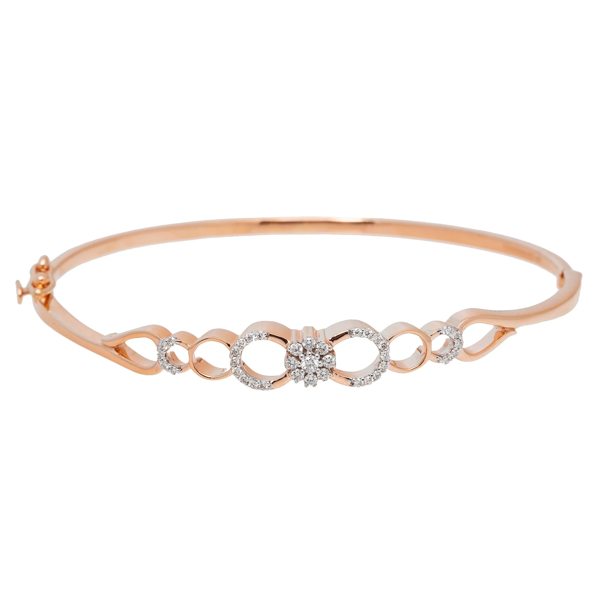 18K Rose Gold & 0.26ct Diamond Bangle (10.9gm)