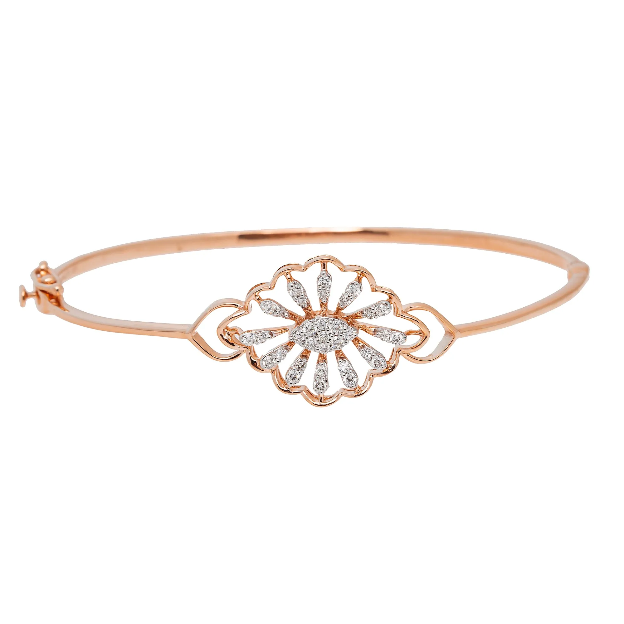 18K Rose Gold & 0.35ct Diamond Bangle (8.7gm)