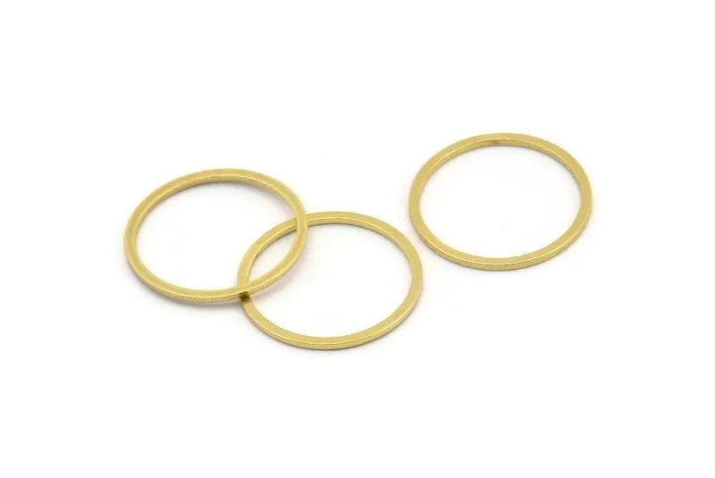 18mm Circle Connectors, 50 Raw Brass Circle Connectors (18x0.80mm) A3347