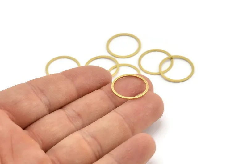 18mm Circle Connectors, 50 Raw Brass Circle Connectors (18x0.80mm) A3347