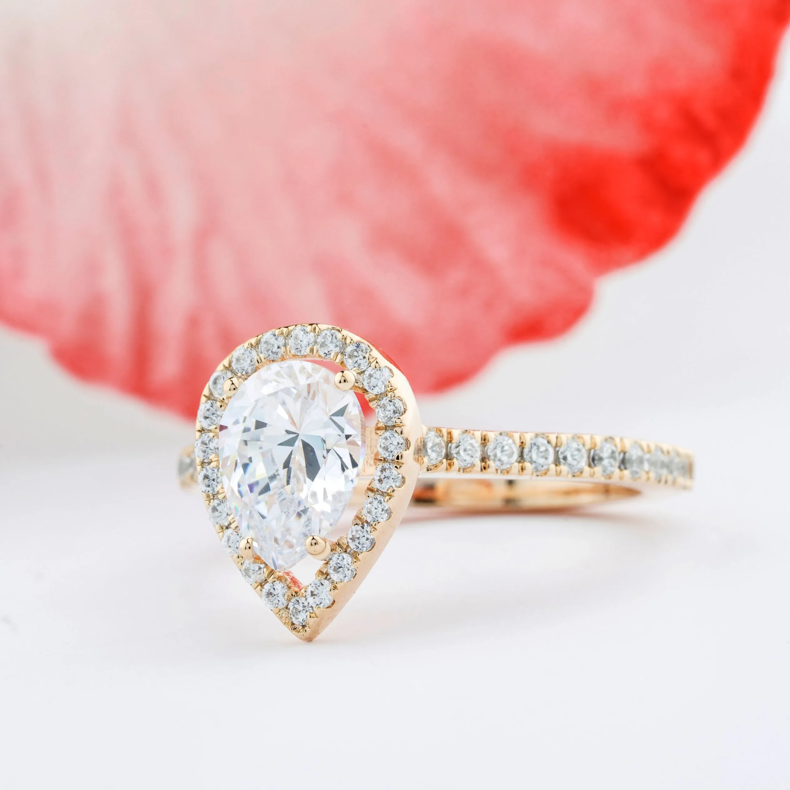 2.00ct Rose gold Pear Halo Engagement ring