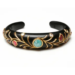 22k Gold Ebony and Multi Gemstone Zaida Cuff