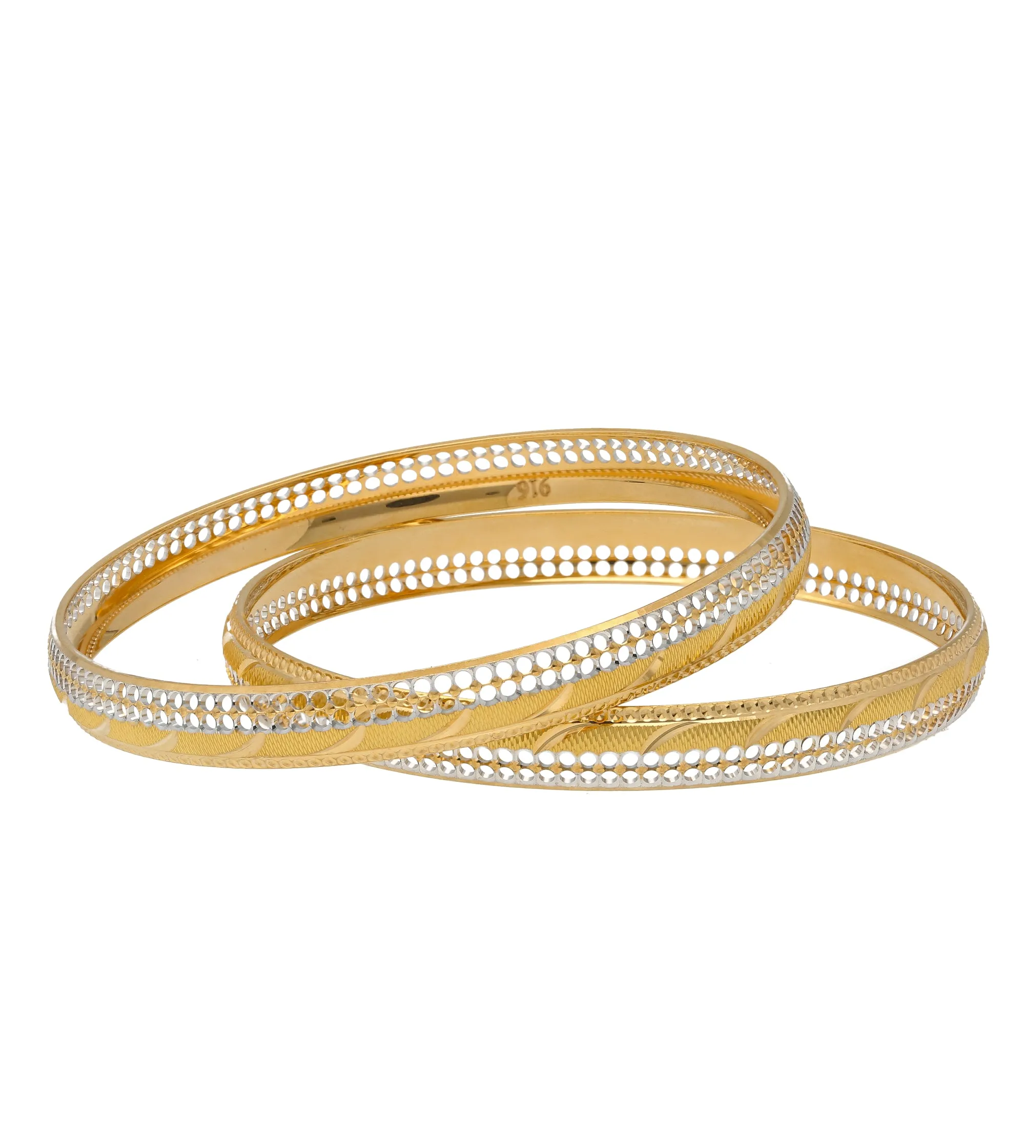 22K Yellow & White Gold Bangle Set of 6 (88.5gm)