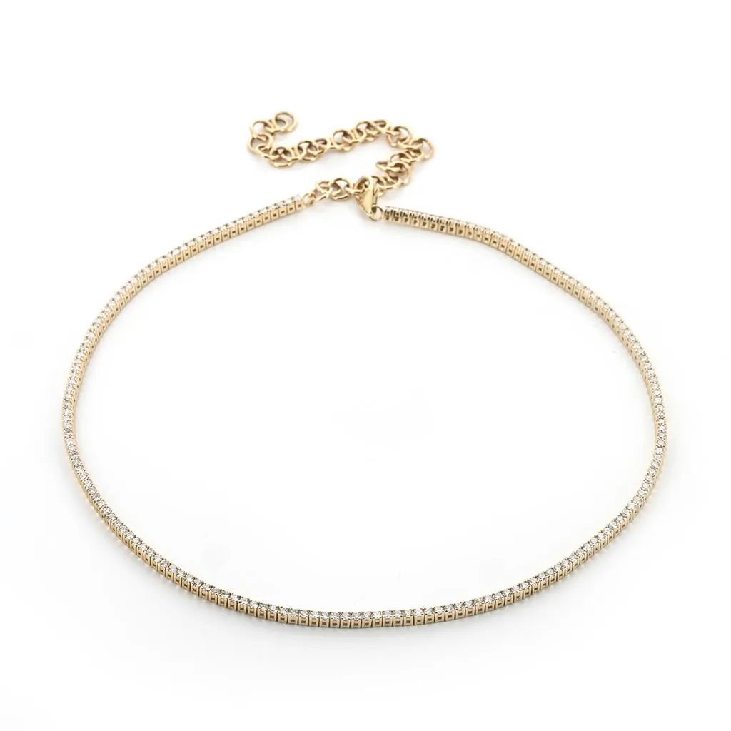 2.46ctw Round Diamond Tennis Choker - Yellow Gold