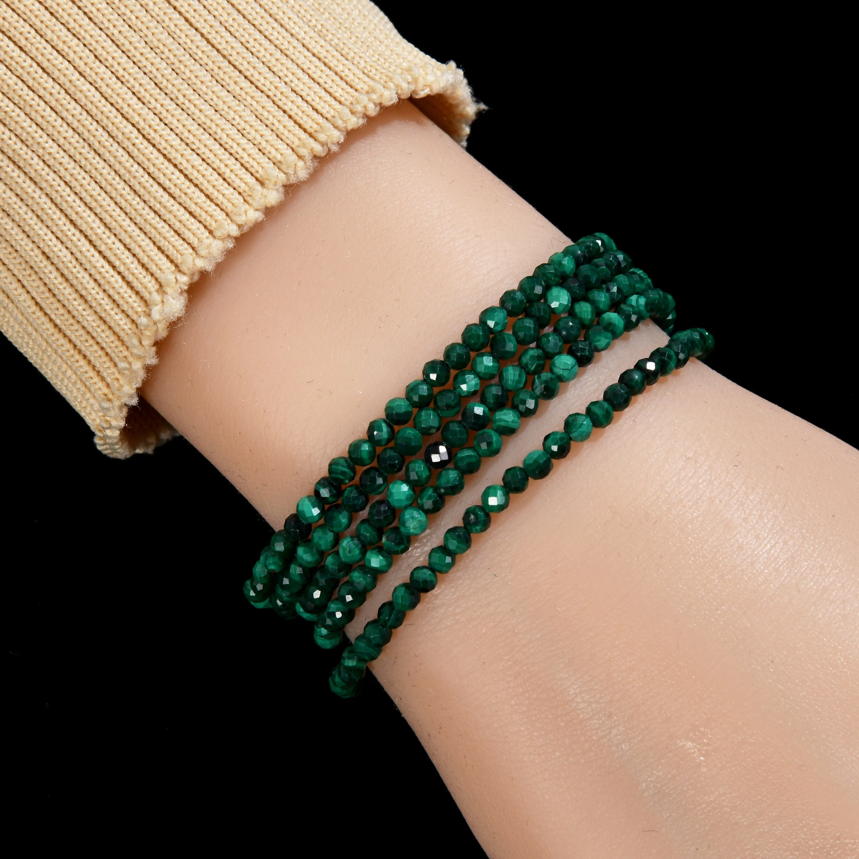 3mm Malachite Faceted 31 Necklace / Multi Wrap Bracelet