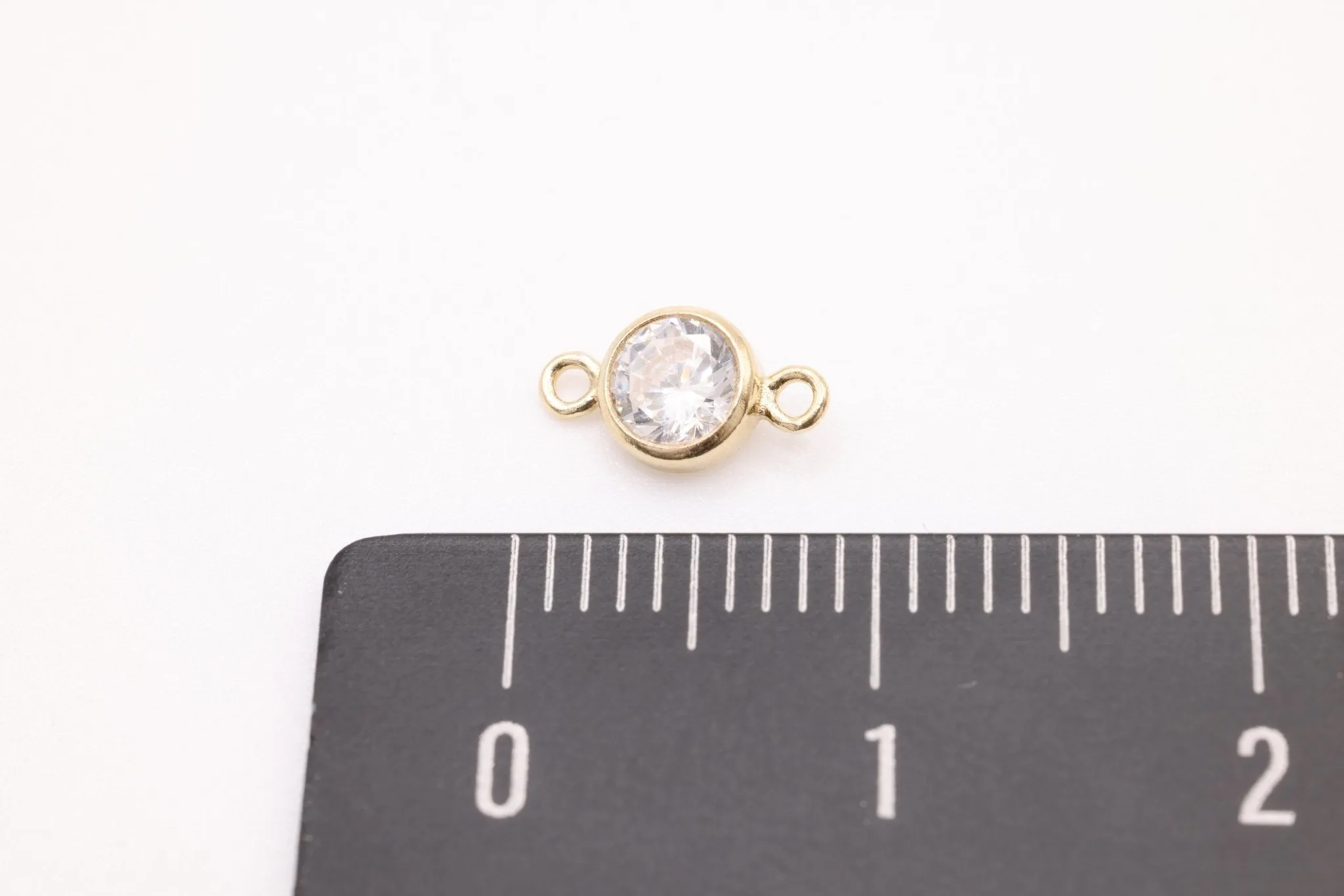 4mm CZ Bezel Link Connector, 14/20 Gold-Filled or Sterling Silver, 4mm Cubic Zirconia Stone, Spacer, Gemstone Connector