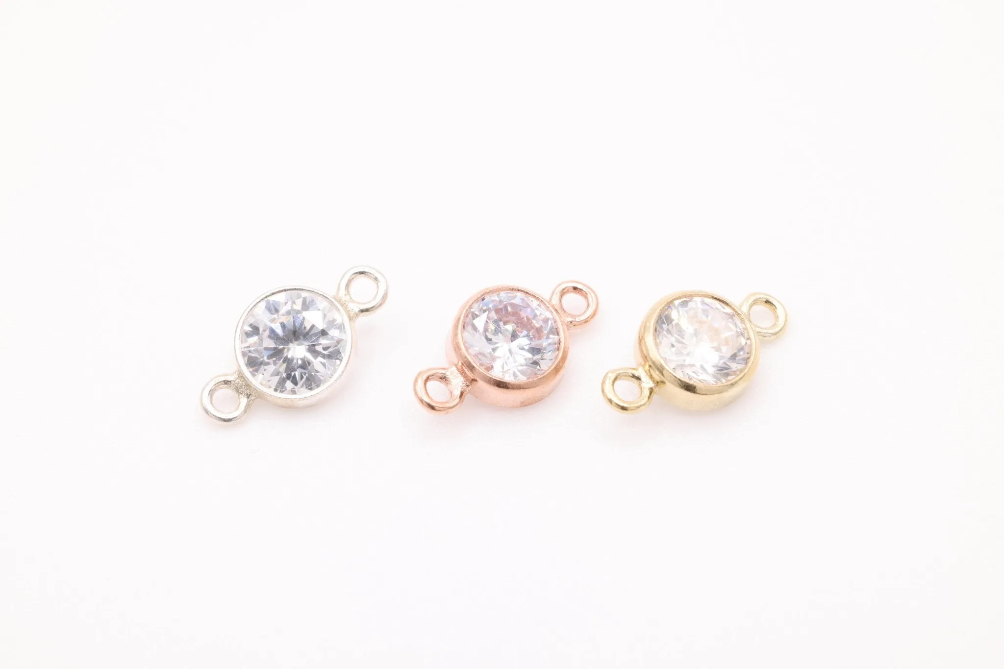 4mm CZ Bezel Link Connector, 14/20 Gold-Filled or Sterling Silver, 4mm Cubic Zirconia Stone, Spacer, Gemstone Connector