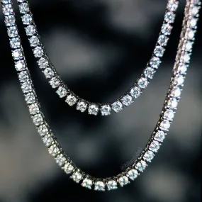 4mm Round Cut Tennis Necklace in White Gold