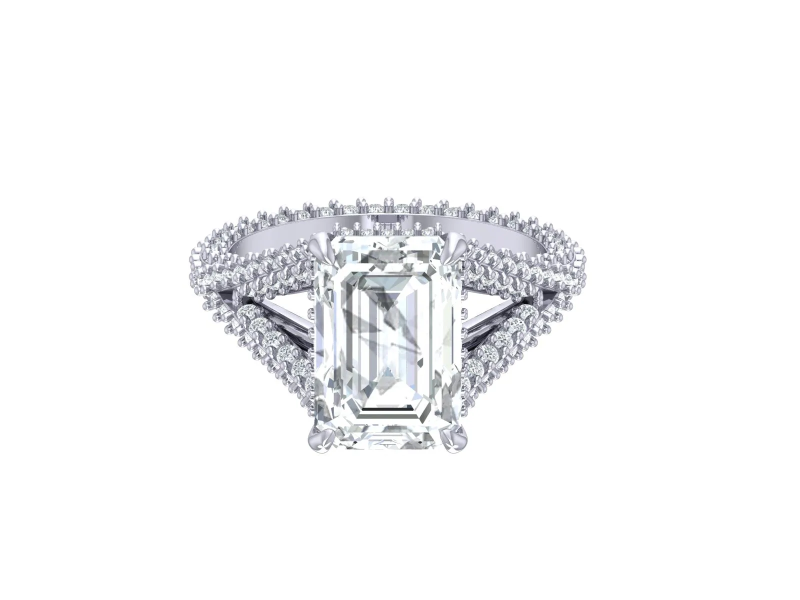 5.34 carat Emerald cut Engagement Ring,Halo Diamond Engagement Ring