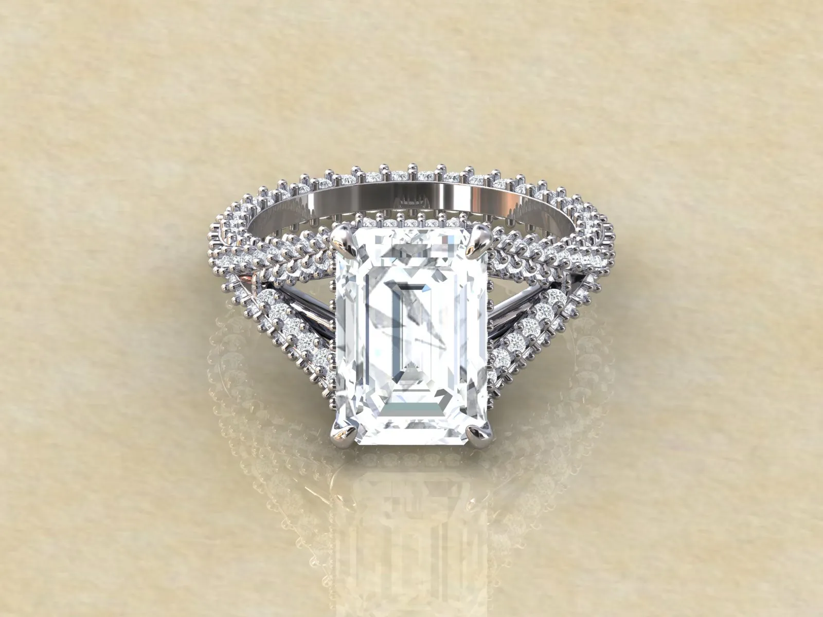 5.34 carat Emerald cut Engagement Ring,Halo Diamond Engagement Ring