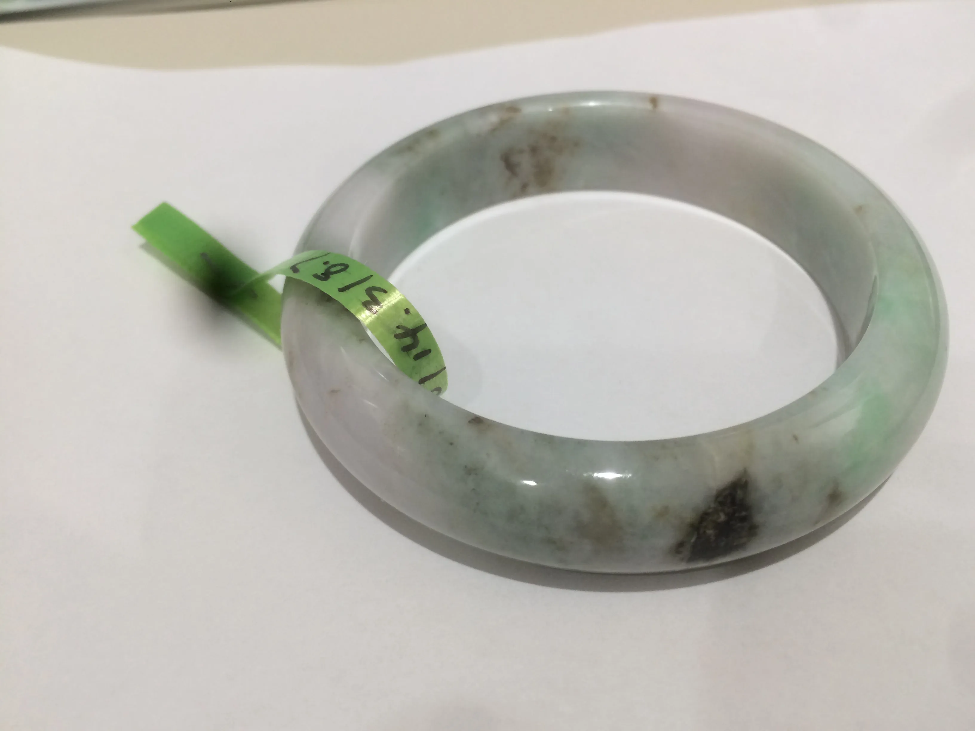 54-60mm certified Type A 100% Natural sunny green/white/black Jadeite Jade bangle group (Clearance item) M32