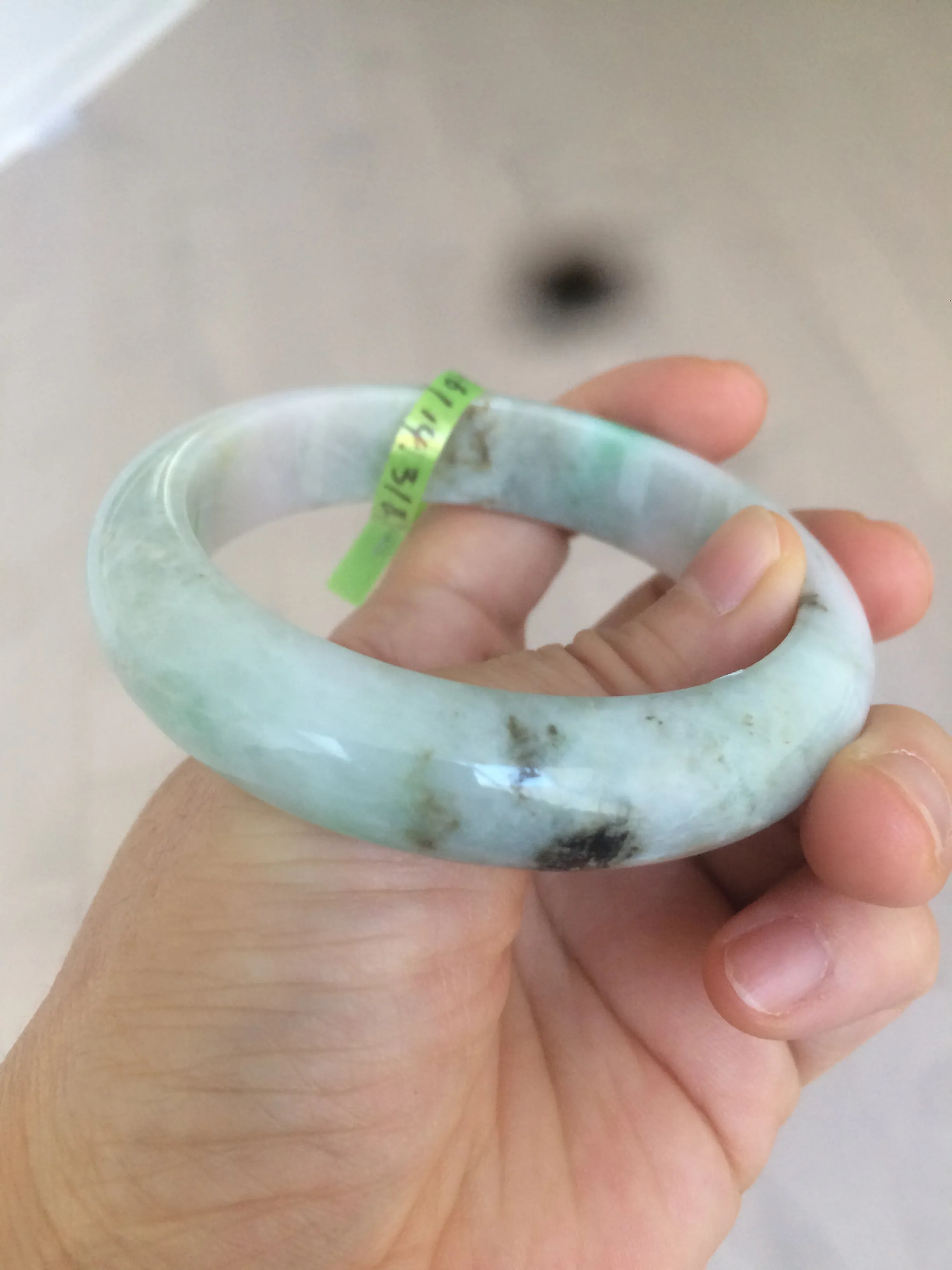 54-60mm certified Type A 100% Natural sunny green/white/black Jadeite Jade bangle group (Clearance item) M32