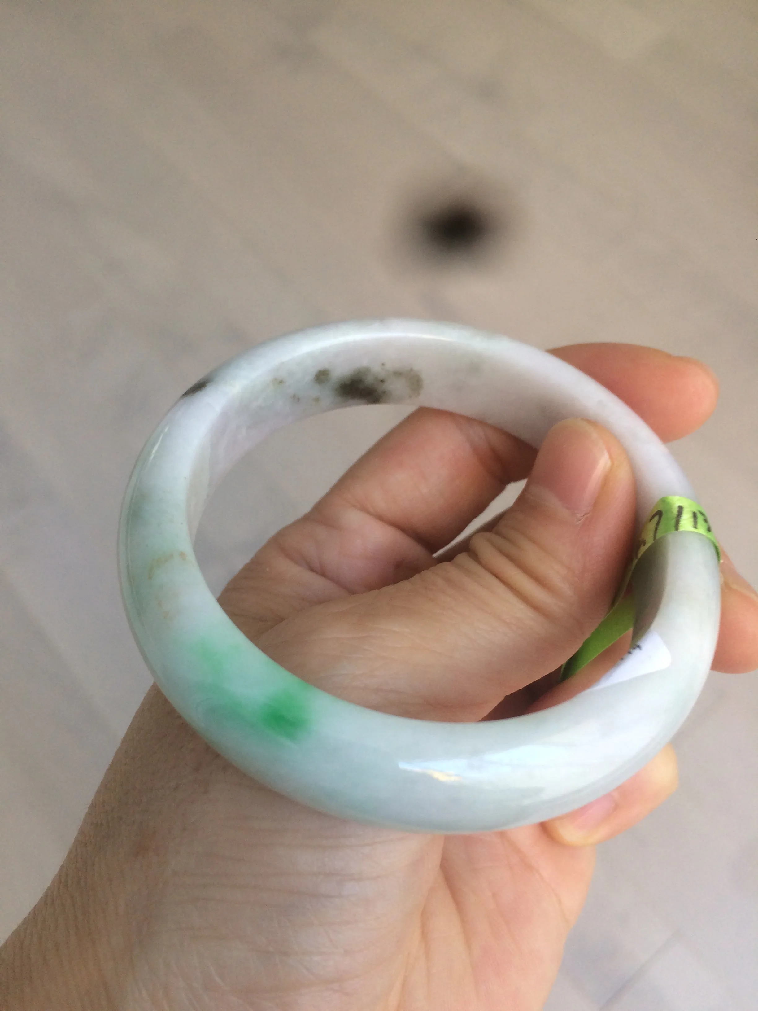 54-60mm certified Type A 100% Natural sunny green/white/black Jadeite Jade bangle group (Clearance item) M32