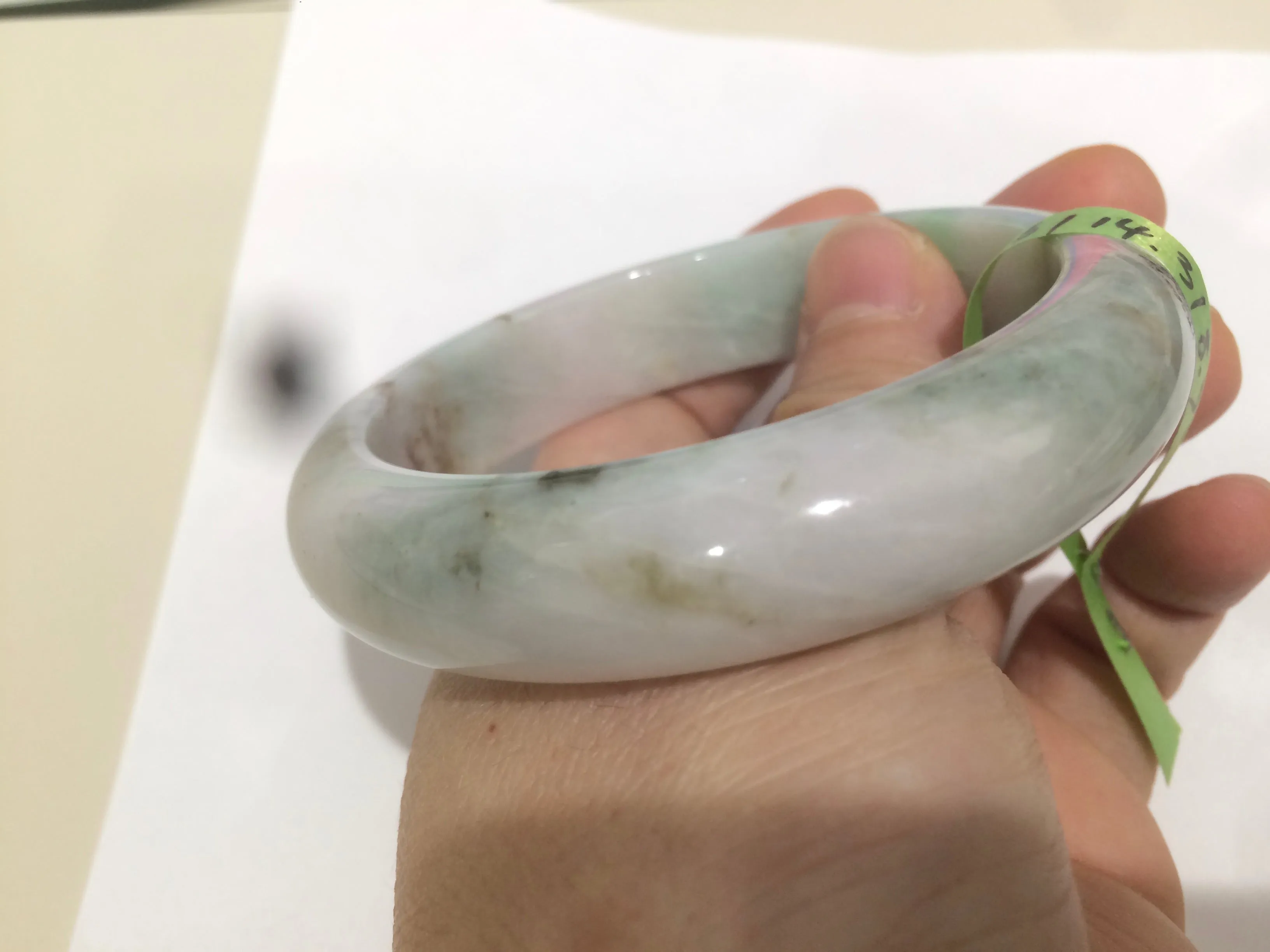 54-60mm certified Type A 100% Natural sunny green/white/black Jadeite Jade bangle group (Clearance item) M32