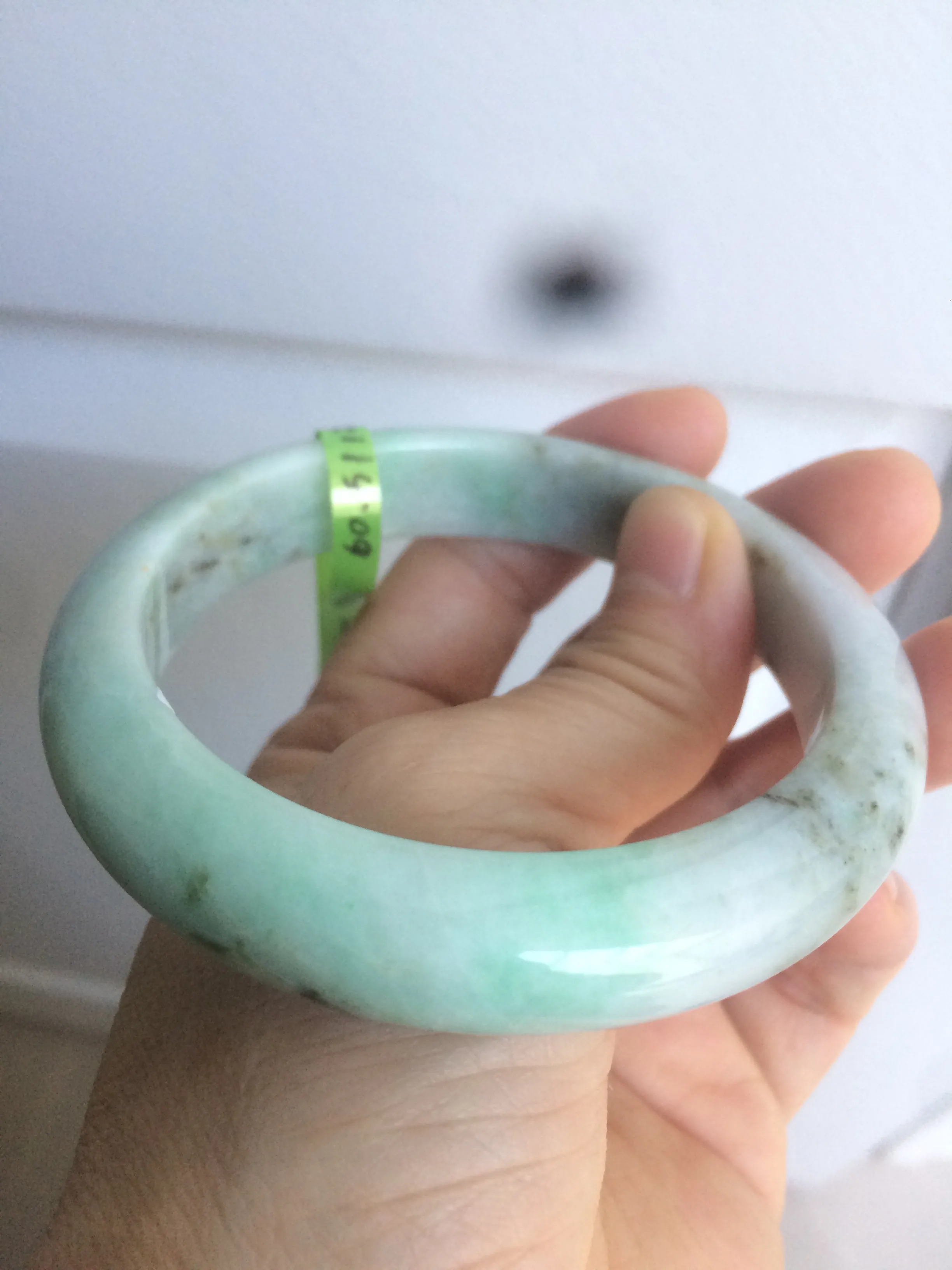 54-60mm certified Type A 100% Natural sunny green/white/black Jadeite Jade bangle group (Clearance item) M32