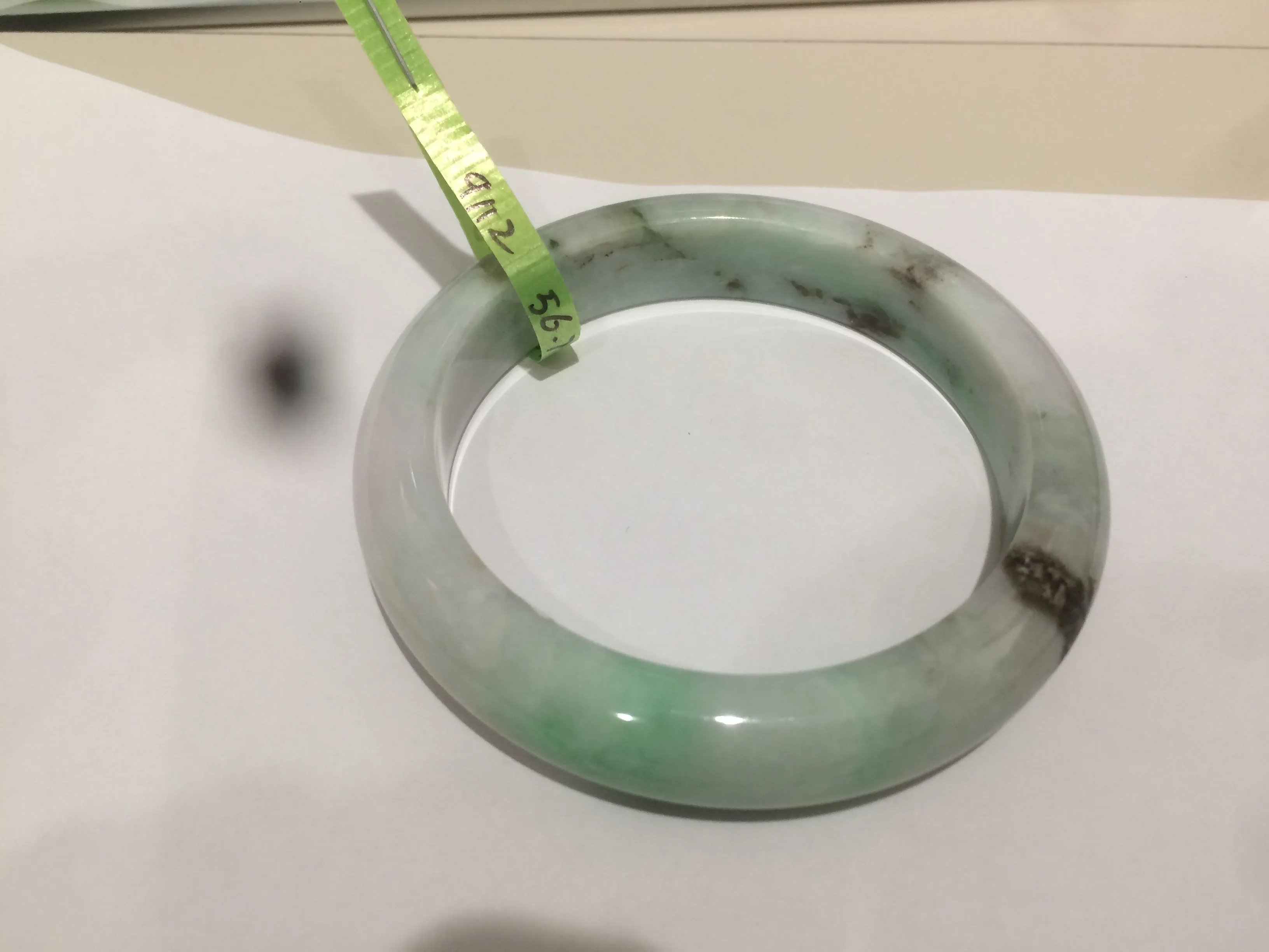 54-60mm certified Type A 100% Natural sunny green/white/black Jadeite Jade bangle group (Clearance item) M32