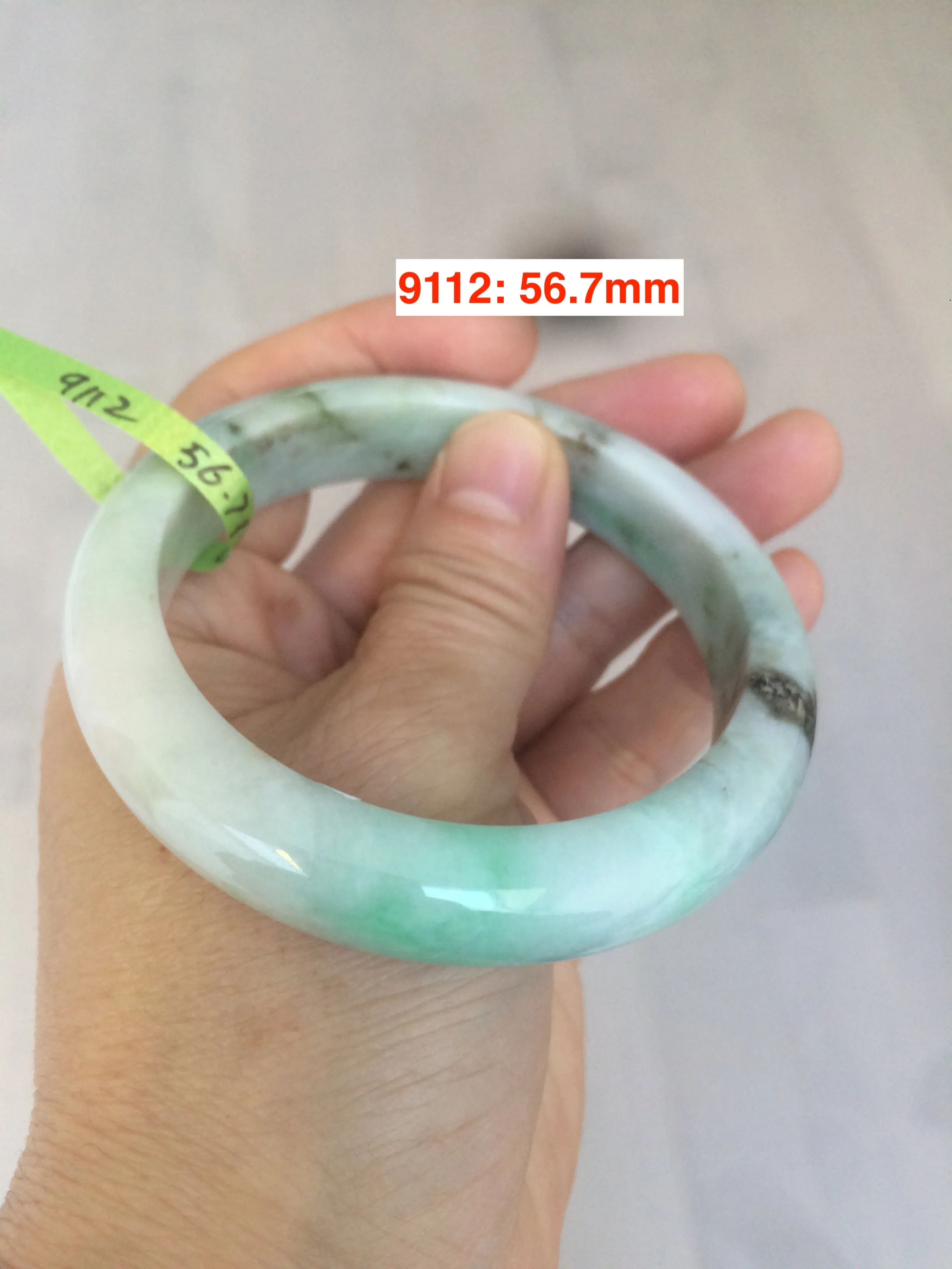 54-60mm certified Type A 100% Natural sunny green/white/black Jadeite Jade bangle group (Clearance item) M32