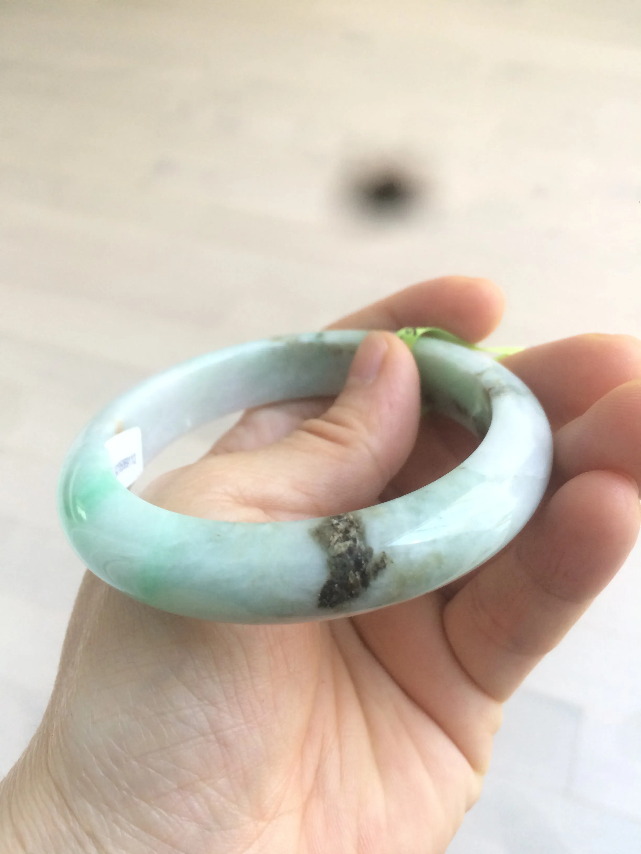 54-60mm certified Type A 100% Natural sunny green/white/black Jadeite Jade bangle group (Clearance item) M32