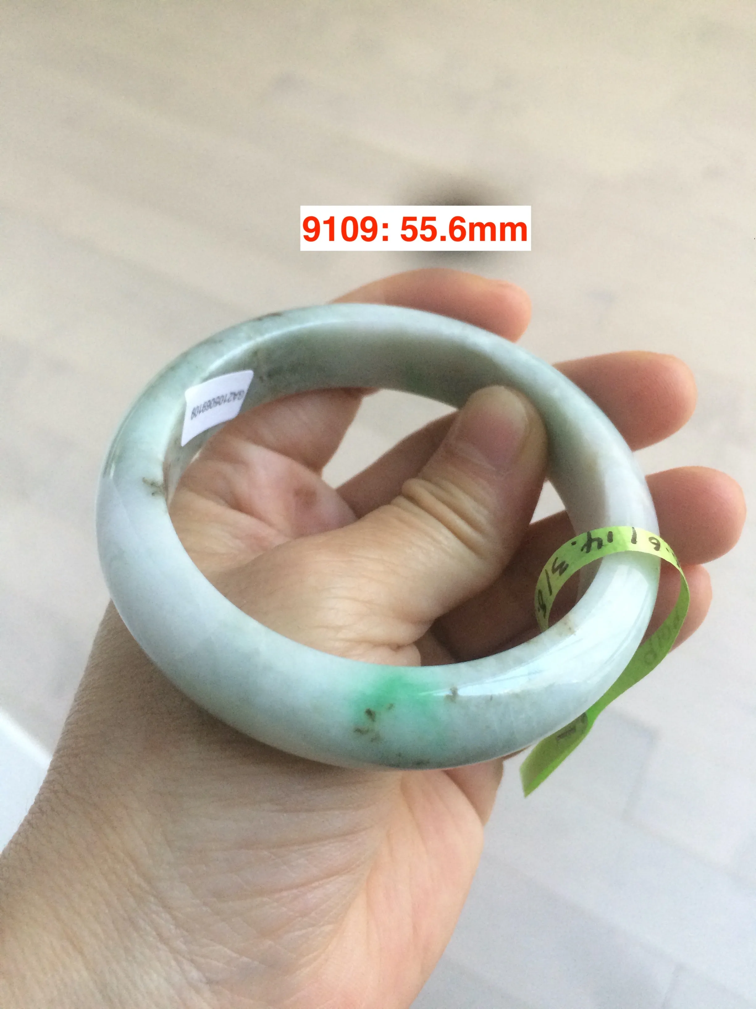 54-60mm certified Type A 100% Natural sunny green/white/black Jadeite Jade bangle group (Clearance item) M32