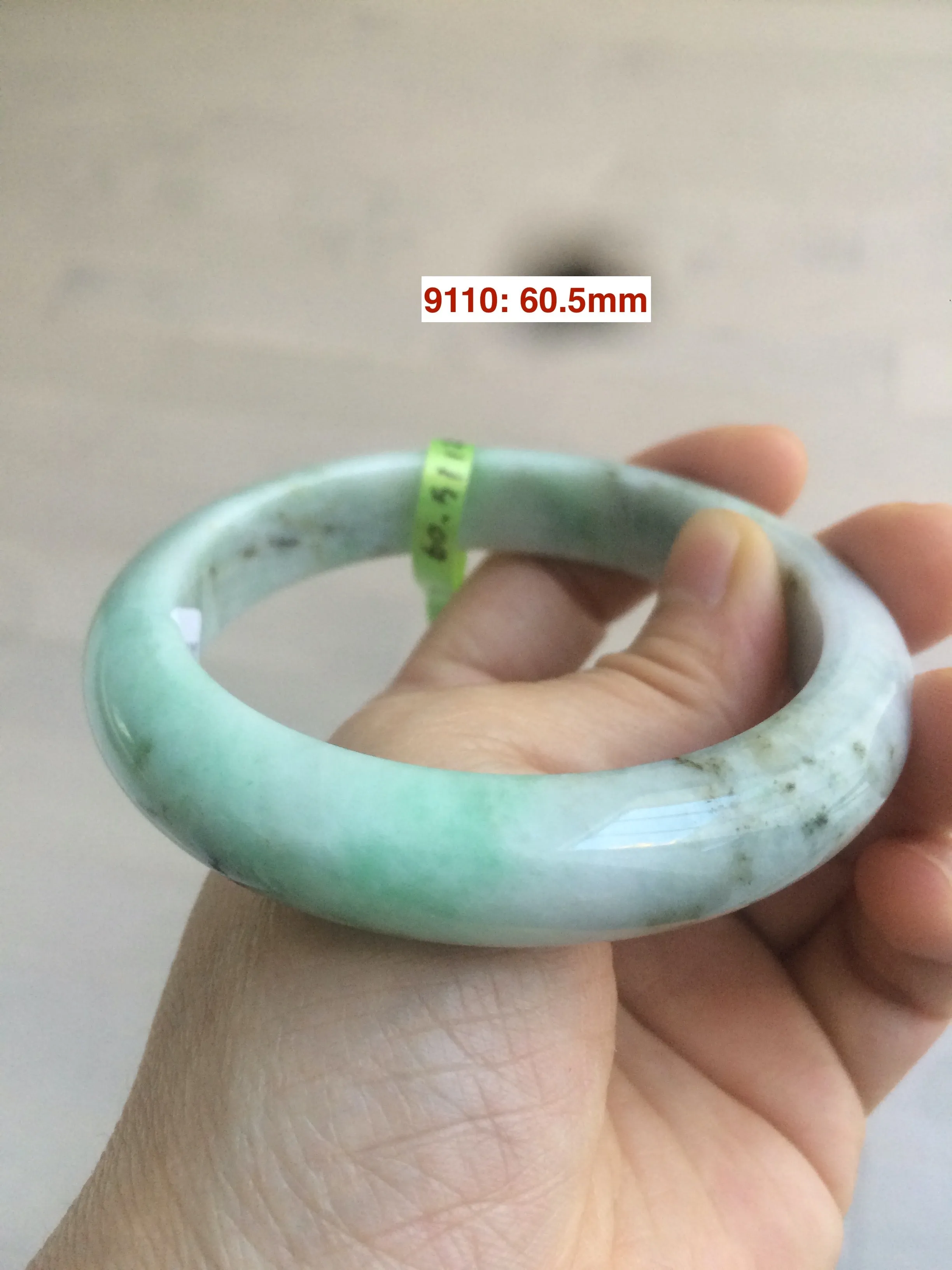 54-60mm certified Type A 100% Natural sunny green/white/black Jadeite Jade bangle group (Clearance item) M32