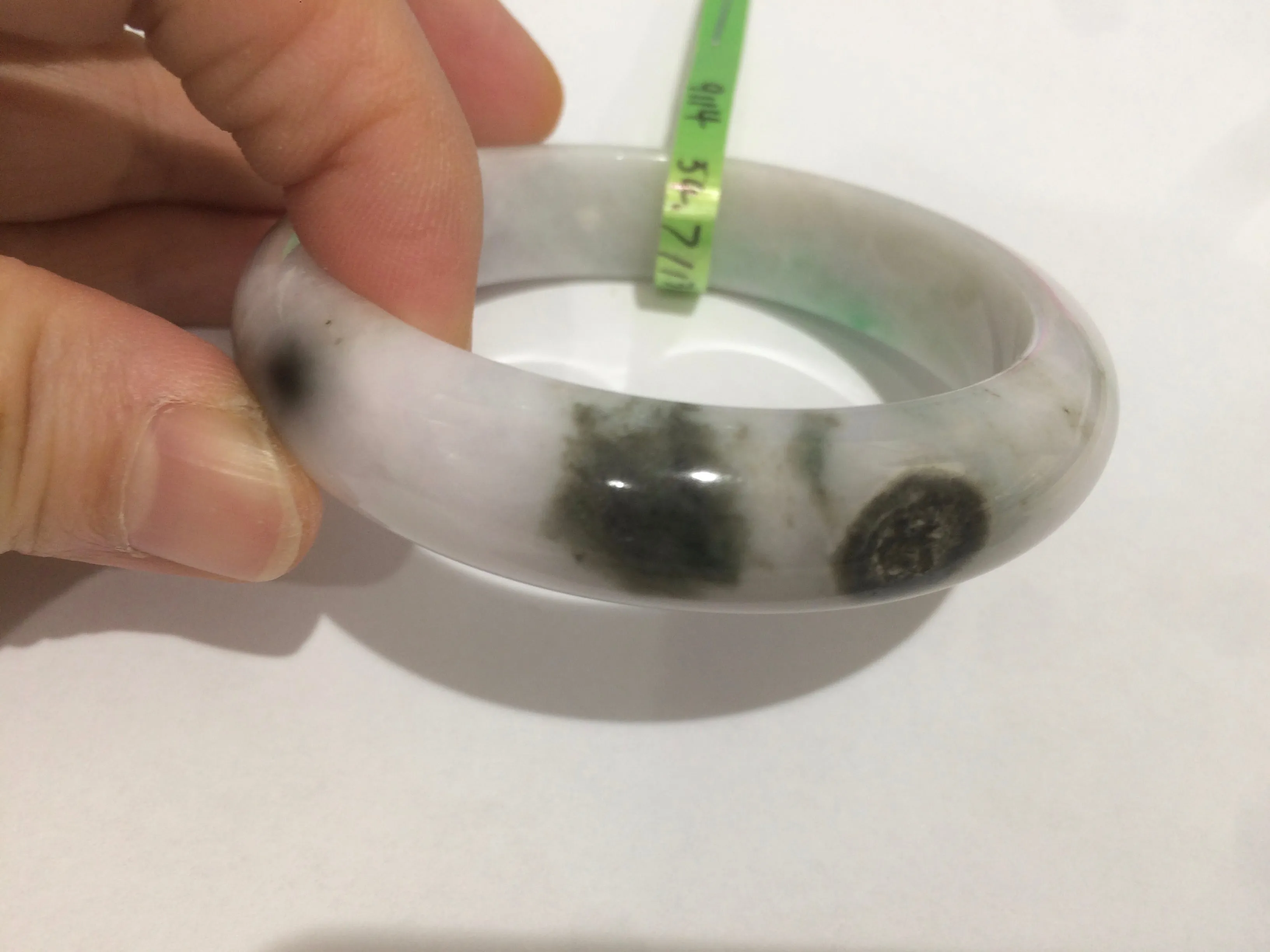 54-60mm certified Type A 100% Natural sunny green/white/black Jadeite Jade bangle group (Clearance item) M32