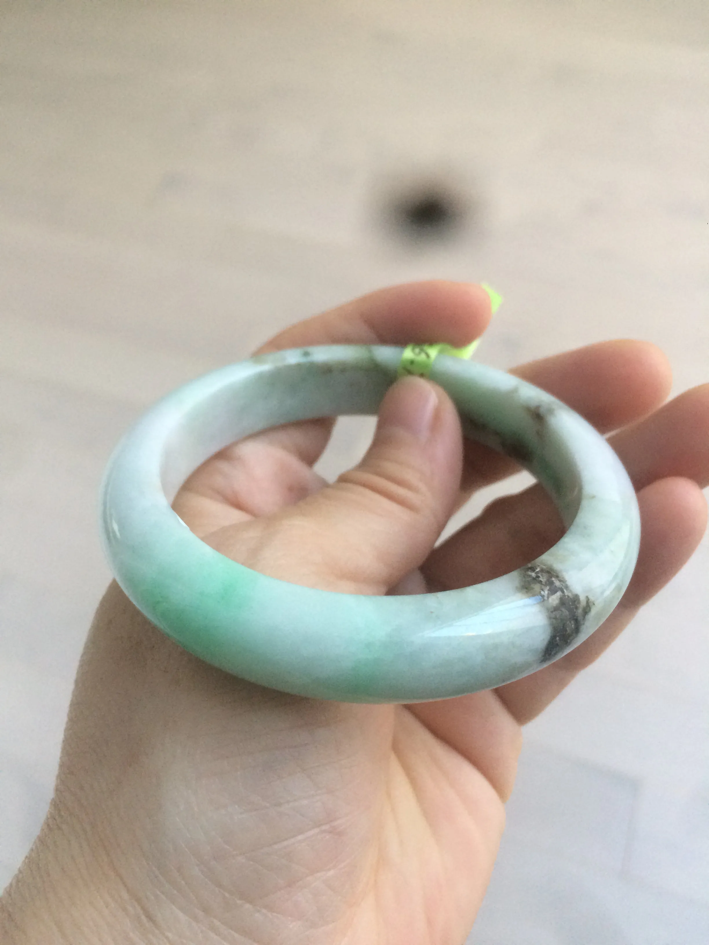 54-60mm certified Type A 100% Natural sunny green/white/black Jadeite Jade bangle group (Clearance item) M32